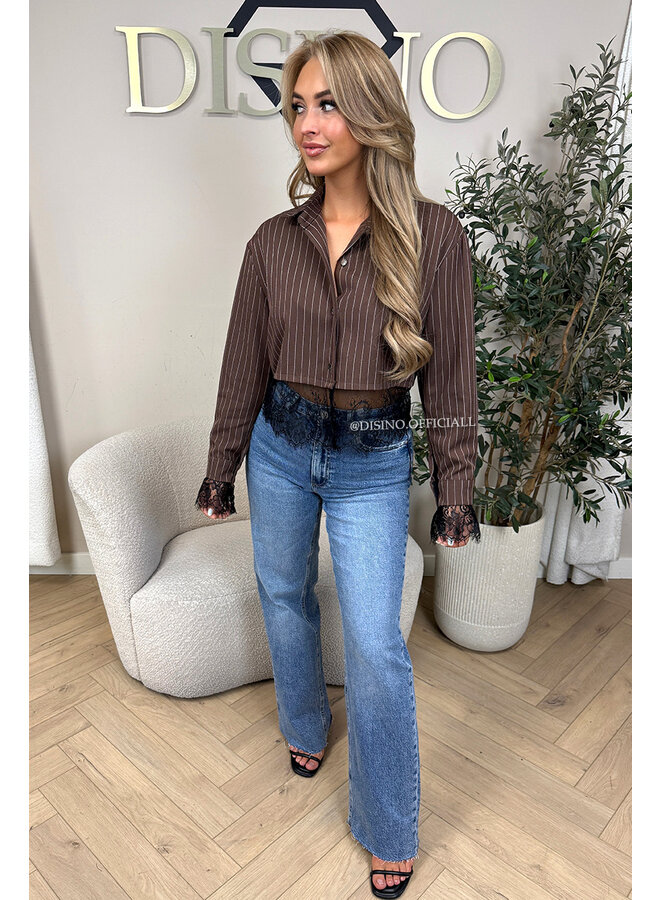 CHOCO - 'JILOU BLOUSE' - CROPPED LACE STRIPED BLOUSE