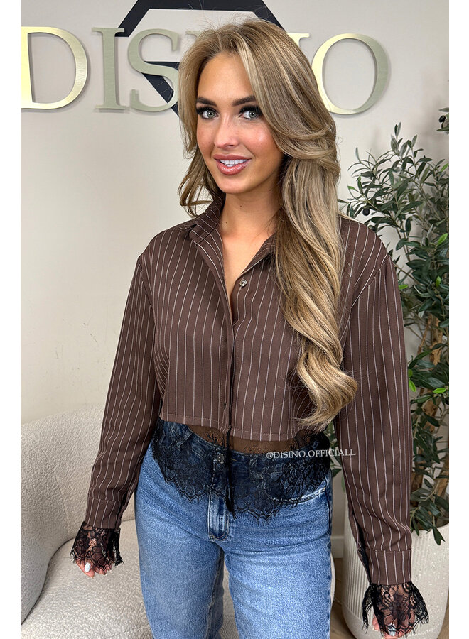 CHOCO - 'JILOU BLOUSE' - CROPPED LACE STRIPED BLOUSE
