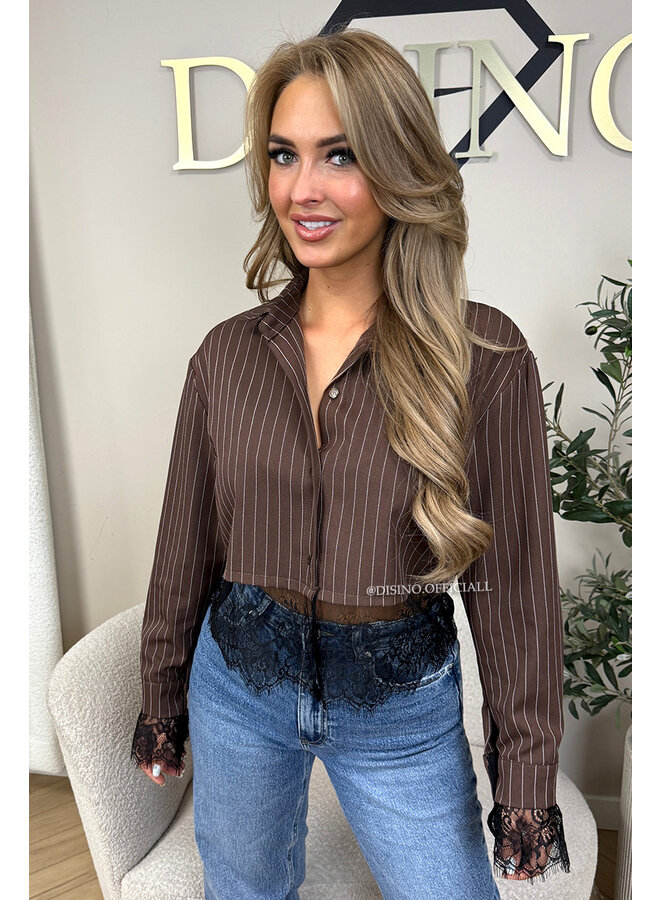 CHOCO - 'JILOU BLOUSE' - CROPPED LACE STRIPED BLOUSE