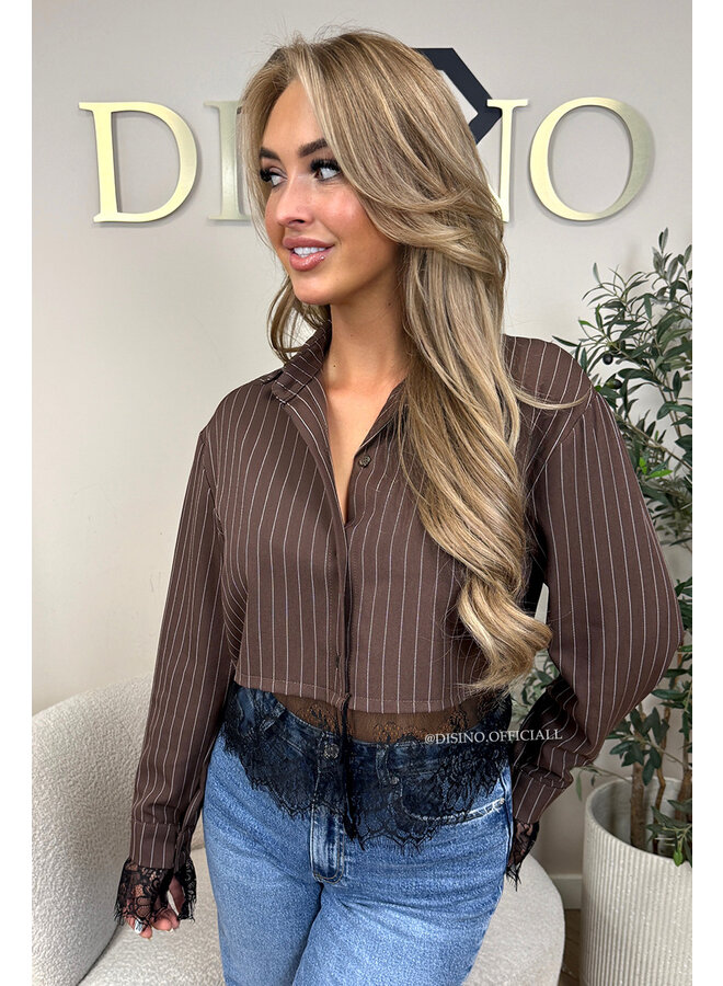 CHOCO - 'JILOU BLOUSE' - CROPPED LACE STRIPED BLOUSE