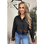 BLACK - 'JILOU BLOUSE' - CROPPED LACE STRIPED BLOUSE