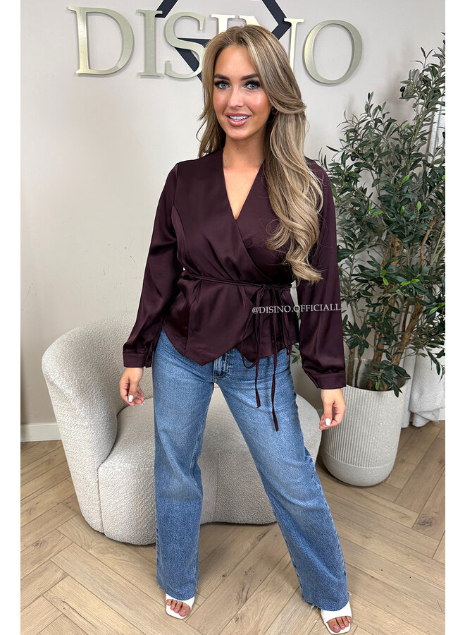 PLUM - 'ASHLEY BLOUSE' - PREMIUM QUALITY WRAP ON BLOUSE