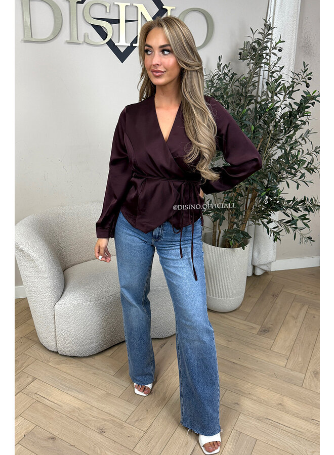 PLUM - 'ASHLEY BLOUSE' - PREMIUM QUALITY WRAP ON BLOUSE