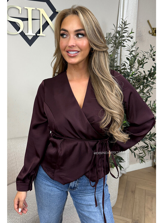 PLUM - 'ASHLEY BLOUSE' - PREMIUM QUALITY WRAP ON BLOUSE
