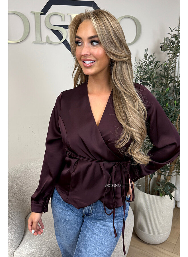 PLUM - 'ASHLEY BLOUSE' - PREMIUM QUALITY WRAP ON BLOUSE