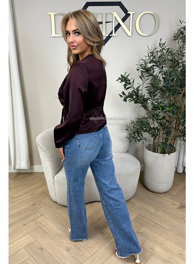 PLUM - 'ASHLEY BLOUSE' - PREMIUM QUALITY WRAP ON BLOUSE