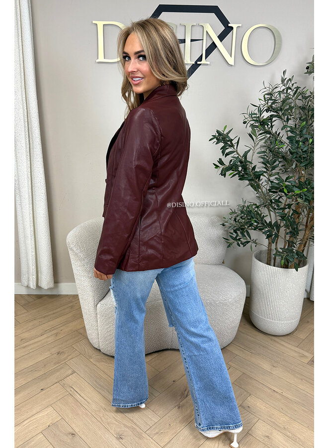 BORDEAUX - 'KYRA BLAZER' - FAUX LEATHER BLAZER