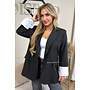 BLACK - 'ROSIE STRIPED BLAZER' - TURN-UP SLEEVE OVERSIZED BOYFRIEND BLAZER