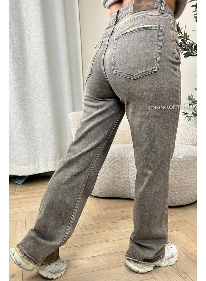 DIRTY GREY - 'MEMPHIS' - PERFECT WASHING STRETCH WIDE LEG JEANS
