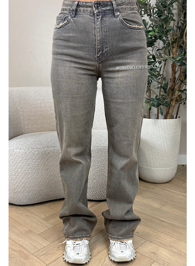 DIRTY GREY - 'MEMPHIS' - PERFECT WASHING STRETCH WIDE LEG JEANS