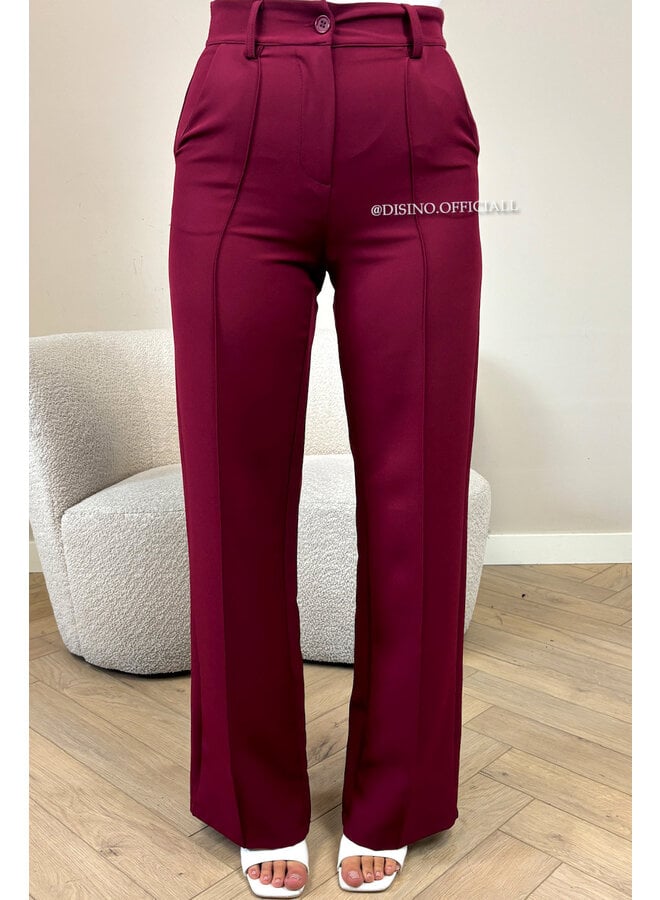 BORDEAUX - 'KIANA PANTS' - PERFECT FIT HIGH WAIST STRAIGHT PANTALON