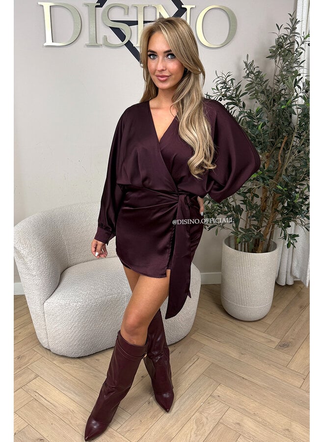 PLUM - 'SATIN ROMY PLAYSUIT' - WRAP ON PLAYSUIT