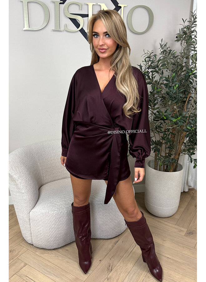 PLUM - 'SATIN ROMY PLAYSUIT' - WRAP ON PLAYSUIT