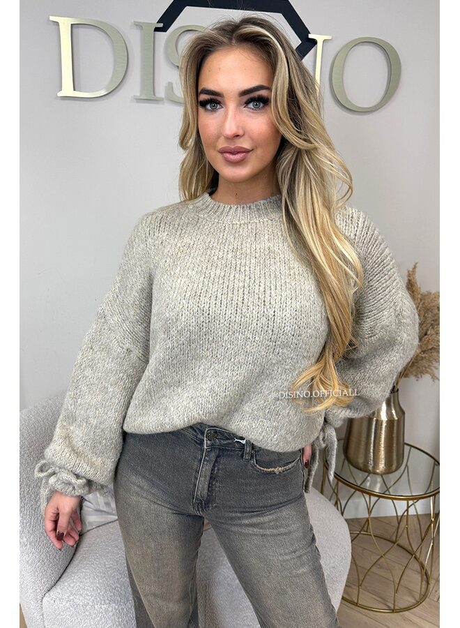 SAND - 'FAYE RUFFLE KNIT' - OVERSIZED PREMIUM QUALITY BELL SLEEVE KNIT