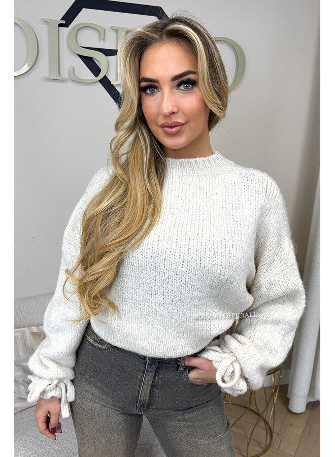 CREME - 'FAYE RUFFLE KNIT' - OVERSIZED PREMIUM QUALITY BELL SLEEVE KNIT