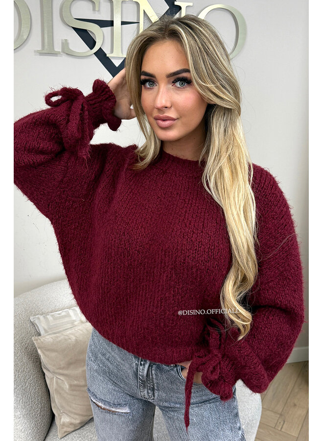 BORDEAUX - 'FAYE RUFFLE KNIT' - OVERSIZED PREMIUM QUALITY BELL SLEEVE KNIT