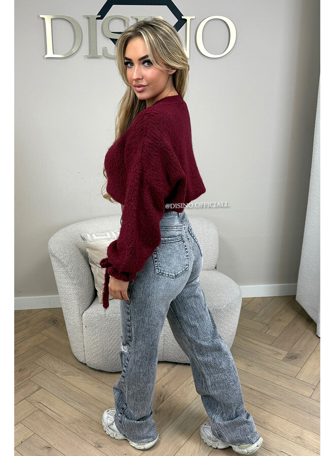 BORDEAUX - 'FAYE RUFFLE KNIT' - OVERSIZED PREMIUM QUALITY BELL SLEEVE KNIT