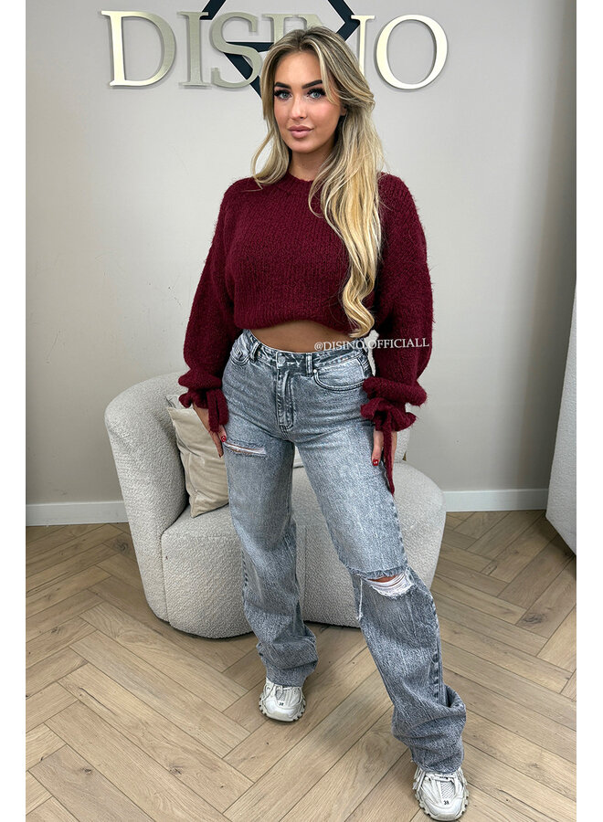 BORDEAUX - 'FAYE RUFFLE KNIT' - OVERSIZED PREMIUM QUALITY BELL SLEEVE KNIT