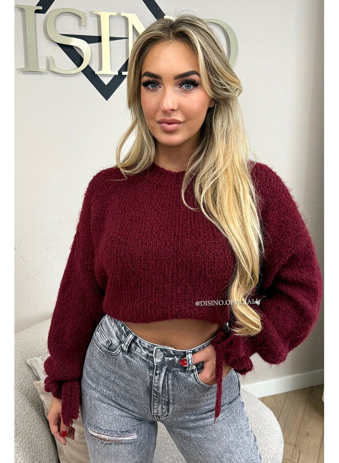 BORDEAUX - 'FAYE RUFFLE KNIT' - OVERSIZED PREMIUM QUALITY BELL SLEEVE KNIT