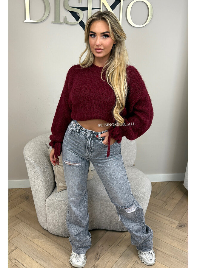 BORDEAUX - 'FAYE RUFFLE KNIT' - OVERSIZED PREMIUM QUALITY BELL SLEEVE KNIT