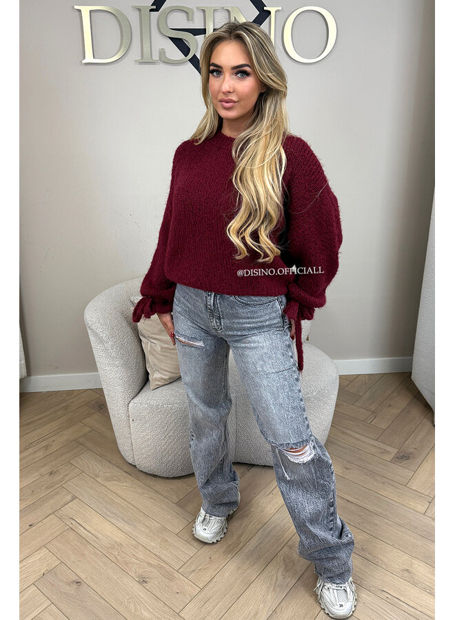 BORDEAUX - 'FAYE RUFFLE KNIT' - OVERSIZED PREMIUM QUALITY BELL SLEEVE KNIT