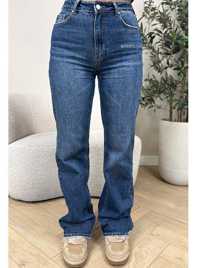 DARK BLUE - 'MEMPHIS' - PERFECT WASHING STRETCH WIDE LEG JEANS