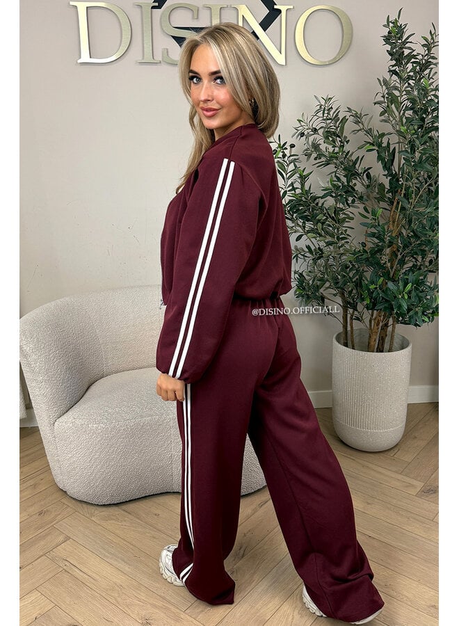 BORDEAUX - 'STRIPED JULINE SET' - ZIPPER JACKET + PANTALON SET