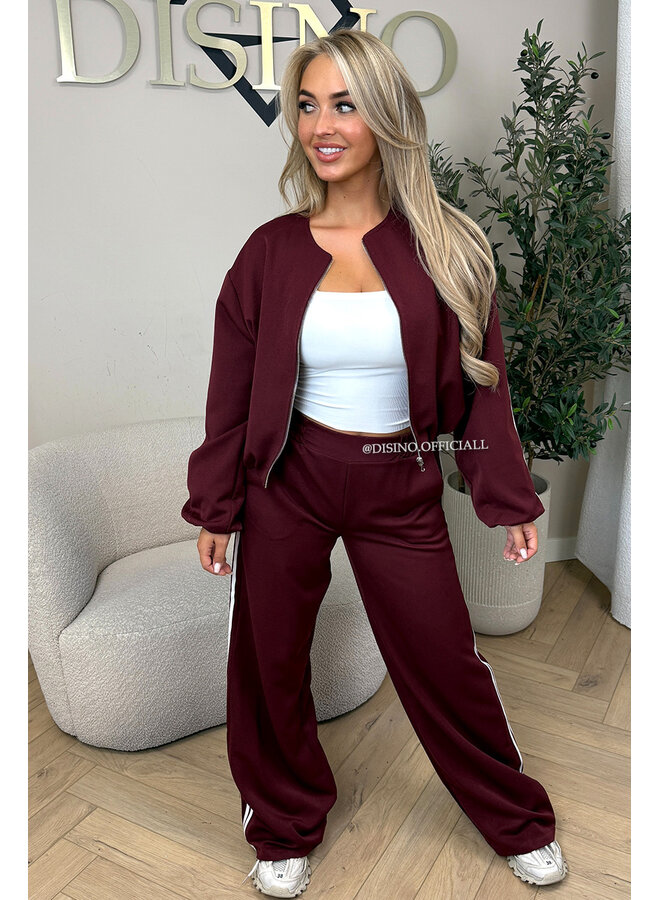 BORDEAUX - 'STRIPED JULINE SET' - ZIPPER JACKET + PANTALON SET