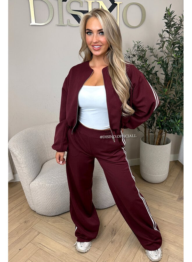 BORDEAUX - 'STRIPED JULINE SET' - ZIPPER JACKET + PANTALON SET