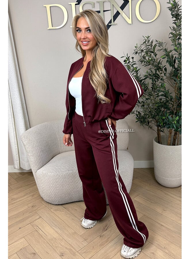 BORDEAUX - 'STRIPED JULINE SET' - ZIPPER JACKET + PANTALON SET