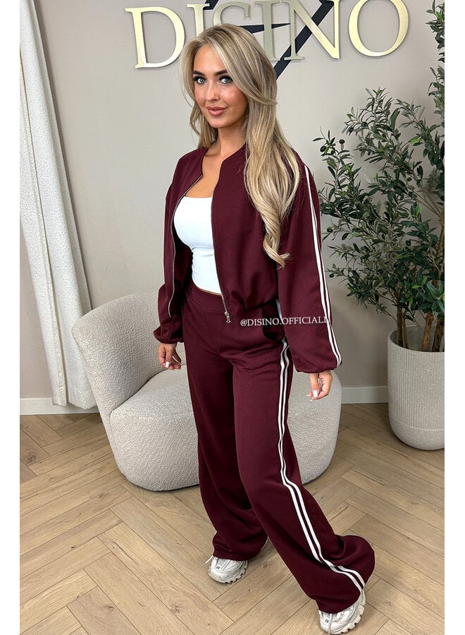 BORDEAUX - 'STRIPED JULINE SET' - ZIPPER JACKET + PANTALON SET