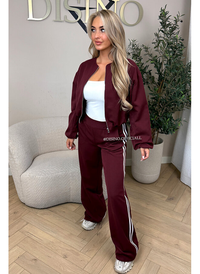 BORDEAUX - 'STRIPED JULINE SET' - ZIPPER JACKET + PANTALON SET