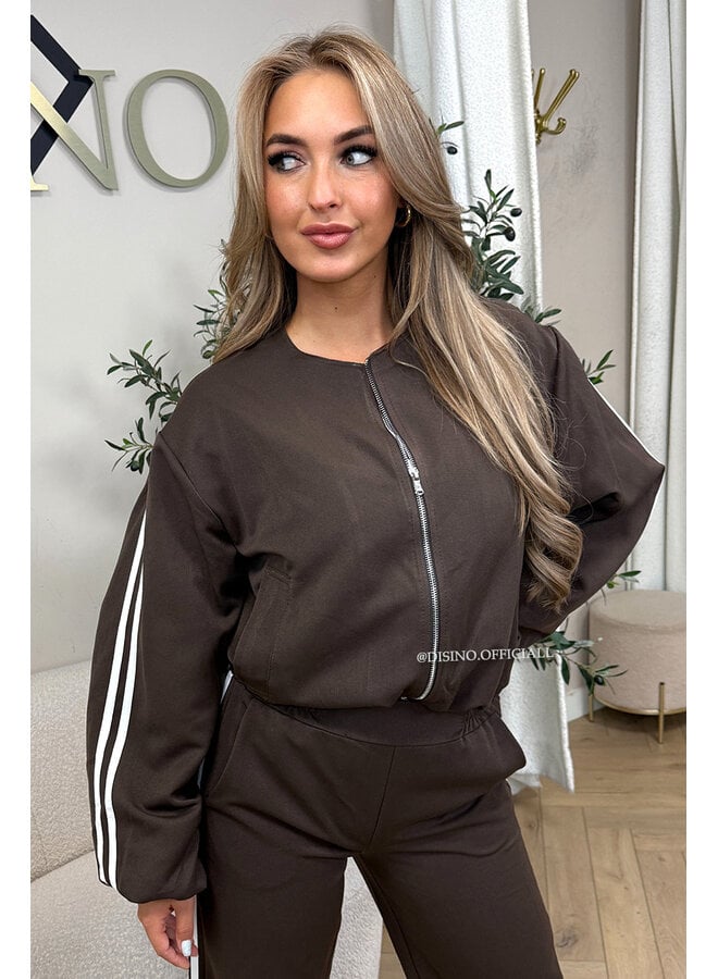 CHOCO - 'STRIPED JULINE SET' - ZIPPER JACKET + PANTALON SET