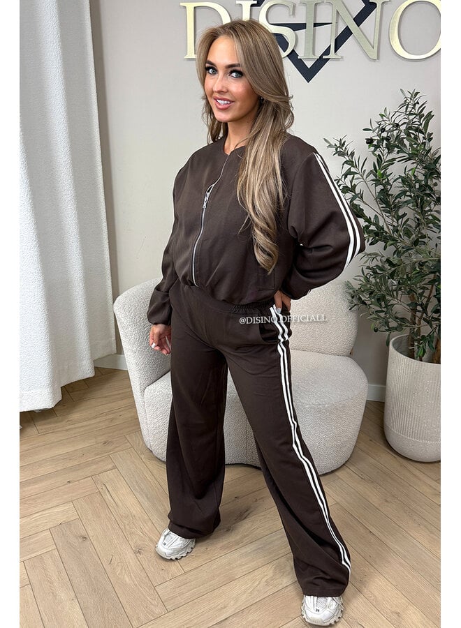 CHOCO - 'STRIPED JULINE SET' - ZIPPER JACKET + PANTALON SET