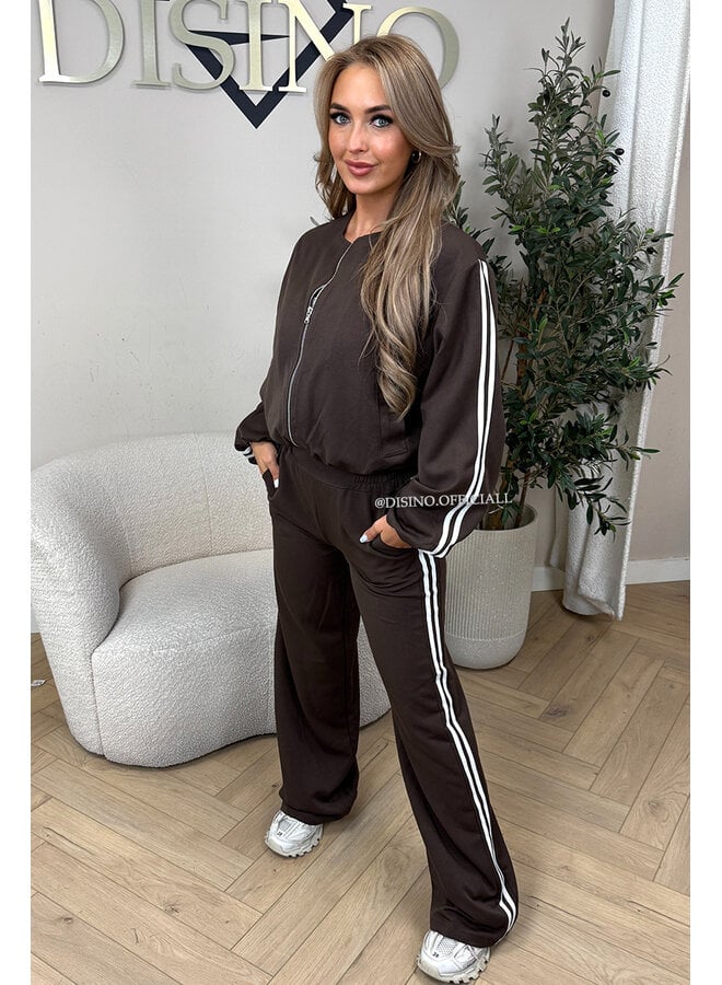 CHOCO - 'STRIPED JULINE SET' - ZIPPER JACKET + PANTALON SET