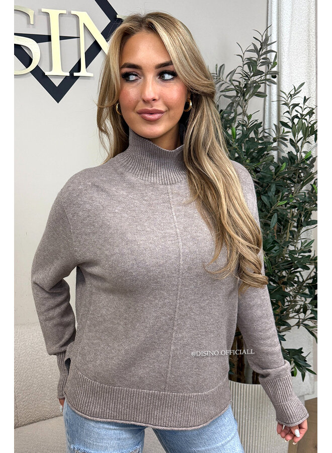 TAUPE - 'LISE KNIT' - PREMIUM QUALITY SOFT COL KNIT