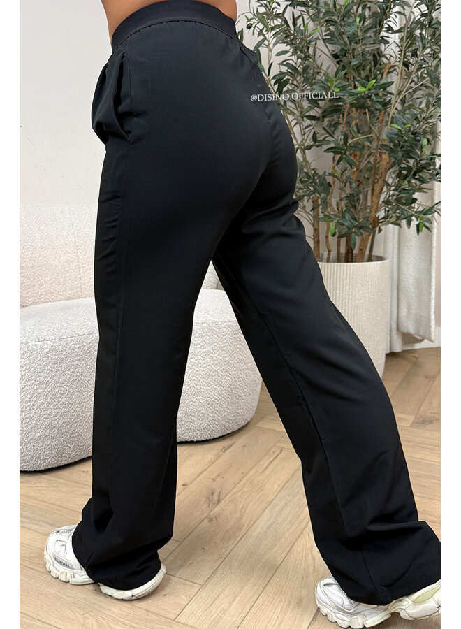 BLACK - 'DISINO LOUNGE PANTS' - HIGH WAIST LOGOBAND PANTALON