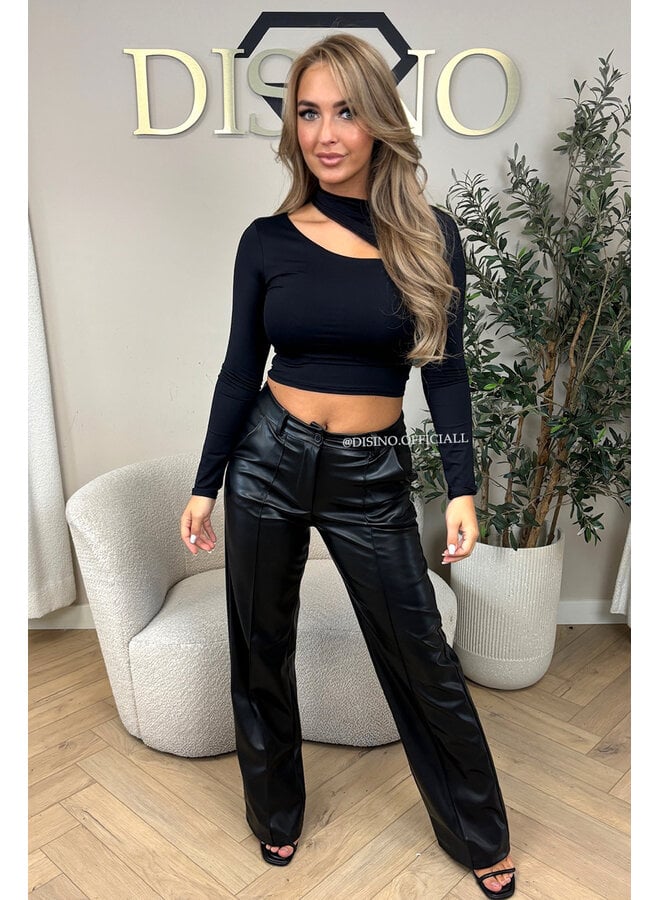 BLACK - 'SURA TOP' - CROPPED LONG SLEEVE TOP