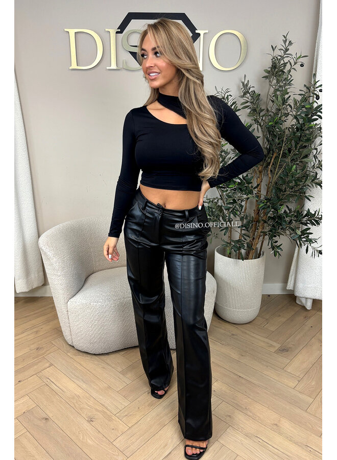 BLACK - 'SURA TOP' - CROPPED LONG SLEEVE TOP