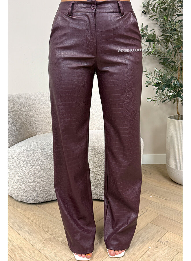PLUM - 'SKYLA CROCO' - HIGH WAIST VEGAN LEATHER STRAIGHT LEG PANTS