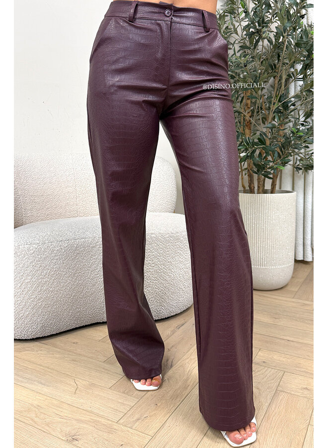 PLUM - 'SKYLA CROCO' - HIGH WAIST VEGAN LEATHER STRAIGHT LEG PANTS