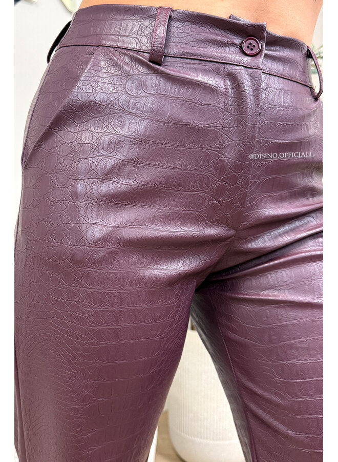 PLUM - 'SKYLA CROCO' - HIGH WAIST VEGAN LEATHER STRAIGHT LEG PANTS