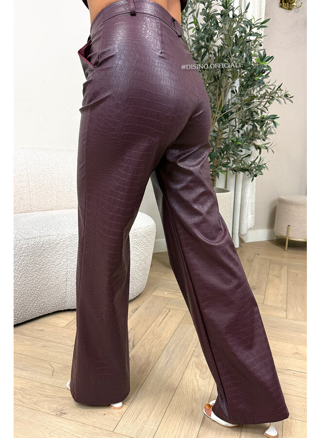 PLUM - 'SKYLA CROCO' - HIGH WAIST VEGAN LEATHER STRAIGHT LEG PANTS