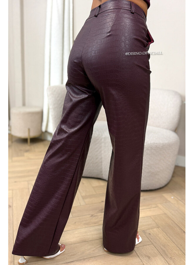 PLUM - 'SKYLA CROCO' - HIGH WAIST VEGAN LEATHER STRAIGHT LEG PANTS