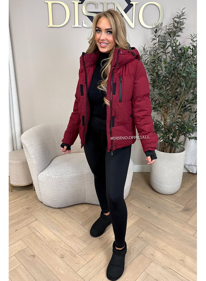 BORDEAUX - 'ZOEY SHORT COAT' - PREMIUM QUALITY WINTER COAT