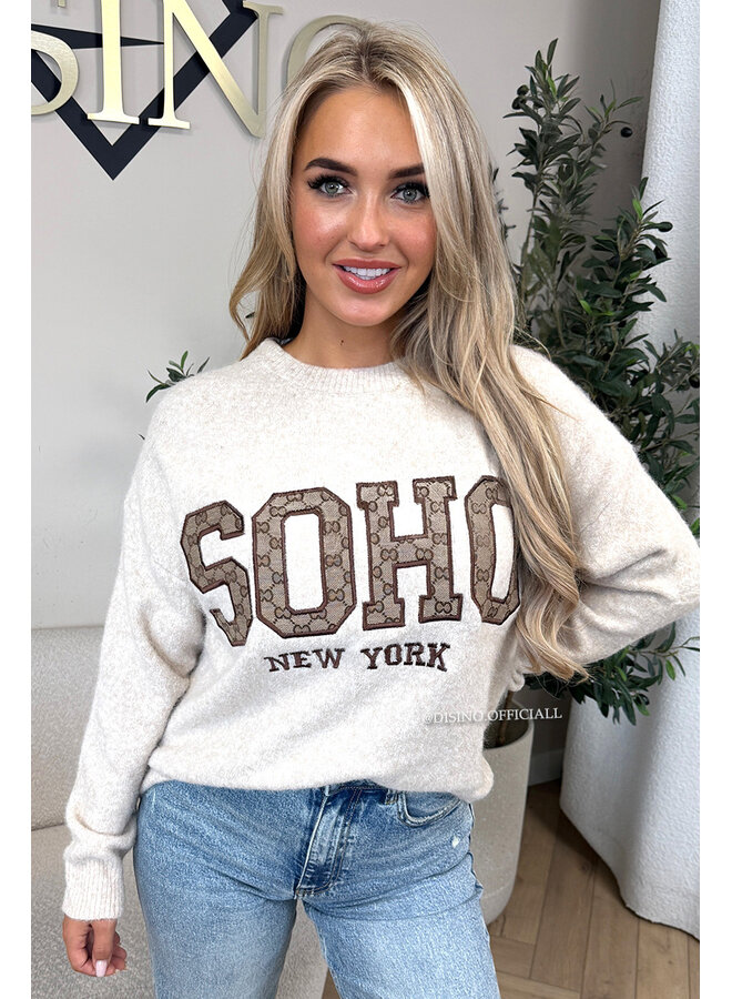 BEIGE - 'SOHO KNIT' - SOFT DESIGNER INSPIRED KNITTED SWEATER