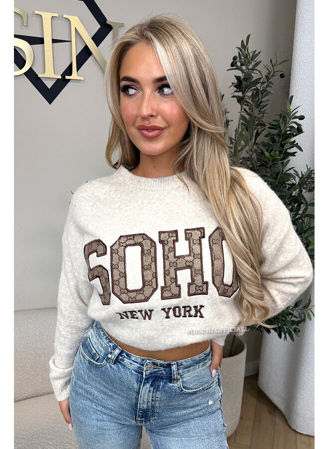 BEIGE - 'SOHO KNIT' - SOFT DESIGNER INSPIRED KNITTED SWEATER