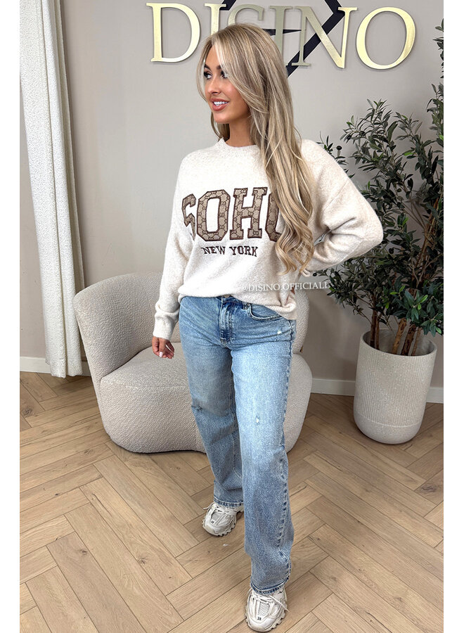 BEIGE - 'SOHO KNIT' - SOFT DESIGNER INSPIRED KNITTED SWEATER