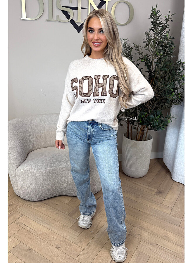 BEIGE - 'SOHO KNIT' - SOFT DESIGNER INSPIRED KNITTED SWEATER
