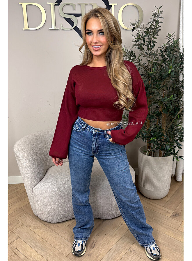 BORDEAUX - 'ILAYDA KNIT' - CROPPED BELL SLEEVE KNIT